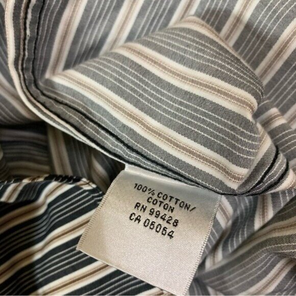 Bugatchi Uomo Striped Button Up Shirt Long Sleeve Classic Fit Cotton Bue Large - Picture 5 of 5